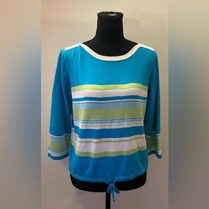 Colette Mordo- Chic Striped Blue and Green Blouse Size M